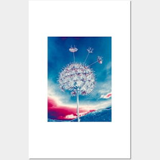 Psychedelic Dandelion in a futuristic world Posters and Art